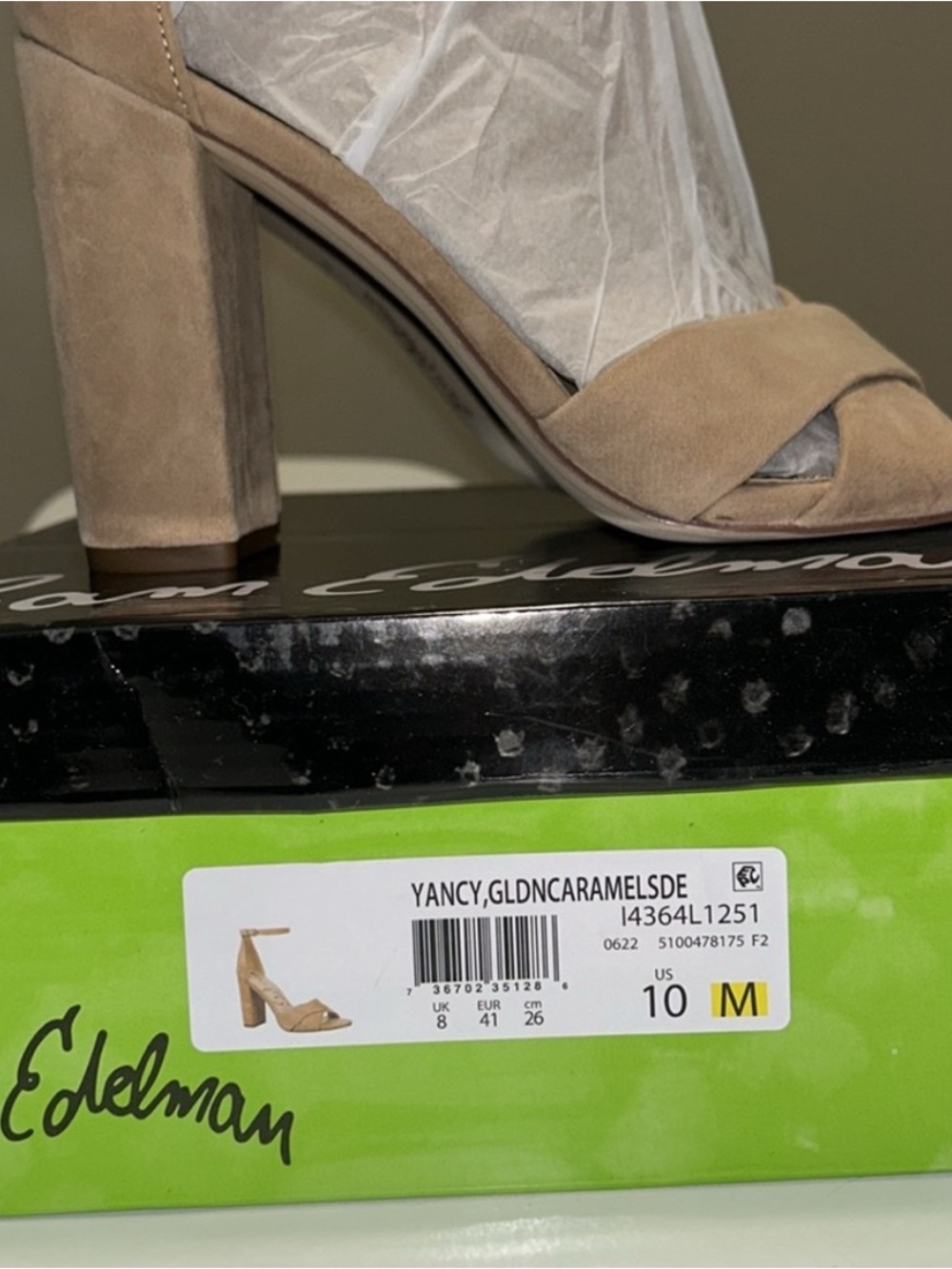 Sam Edelman Block Heel Sandals Ankle Strap cream tan  Suede Size 10 NEW in box - Picture 7 of 7